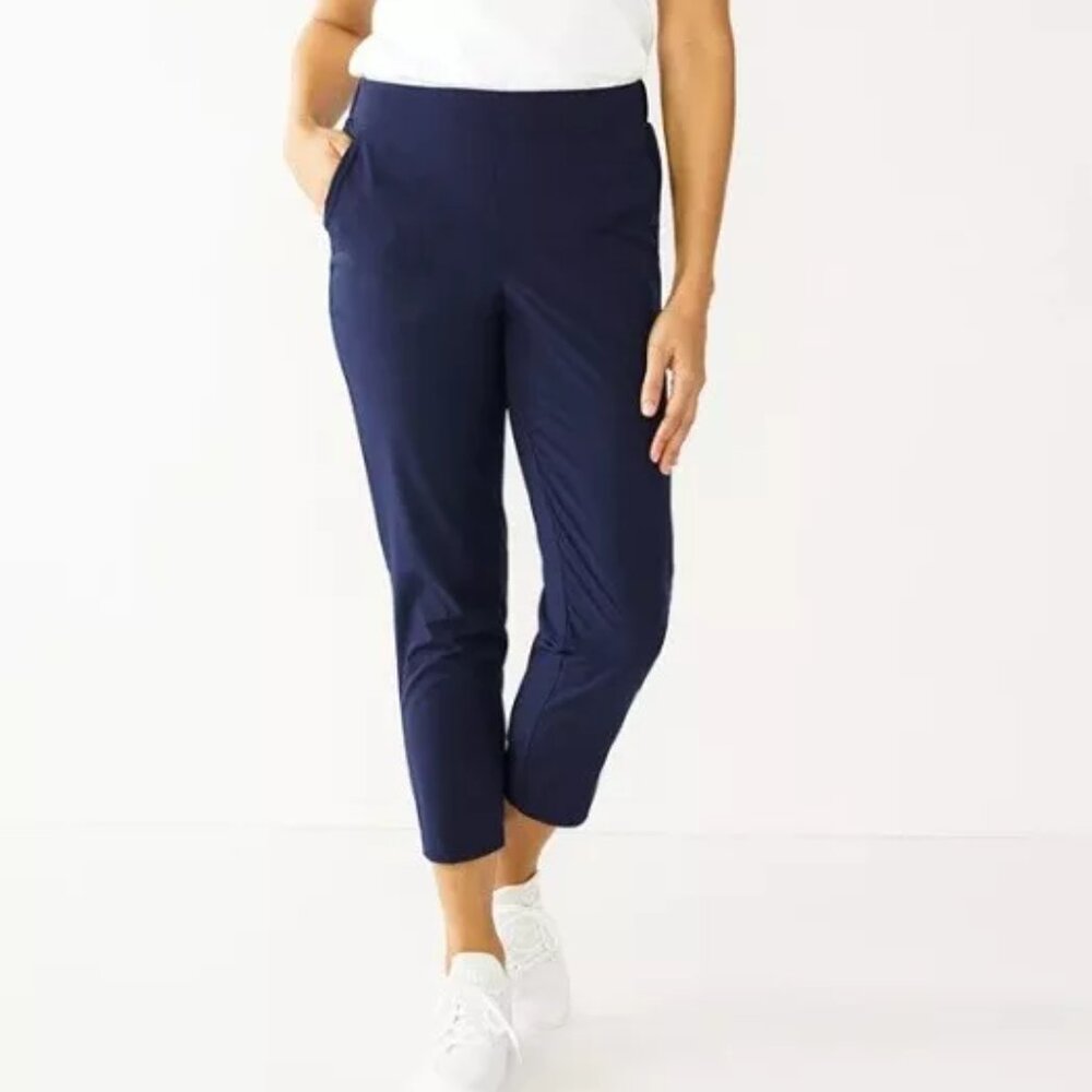 Women's XL Cropped Jogger Pants Navy Blue Stretch Croft & Barrow Comfort NWT